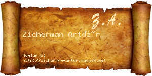 Zicherman Artúr névjegykártya